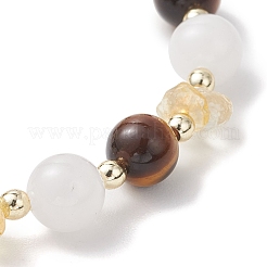 Natural Citrine & Tiger Eye & White Jade Beads Stretch Bracelets for Women&nbsp;BJEW-JB13186