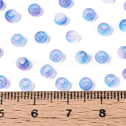 模造キャットアイガラスシードビーズ  ロンデル  ツートン  コーンフラワーブルー  4~4.5x2.5~3mm  穴：1.2~1.5mm  約7900個/ポンド&nbsp;SEED-N007-31J