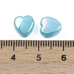ABSプラスチックビーズ2631個  ハート  ABカラーメッキ  ディープスカイブルー  9x9x4.5mm  穴：1.6mm&nbsp;KY-H009-01F