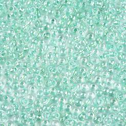 透明な内側の色のガラスシードラウンドビーズ6/0個  丸い穴  アクアマリン  4x3mm  穴：1.2mm  4500個/ポンド&nbsp;SEED-N006-004C