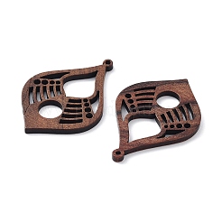 クルミ材レーザーカットペンダント  中空のチャーム  染色されていない  菱形  42x29x2.4mm  穴：1.6mm&nbsp;WOOD-Q051-04D