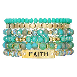 6Pcs 6 Styles Bohemian Style Alloy and Resin Synthetic Quartz Crystal Bracelet Sets&nbsp;FS-WG14188-01
