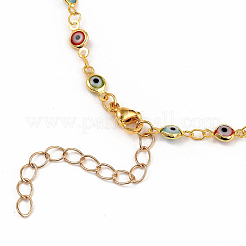 Brass Evil Eye Lampwork Link Chain Necklaces&nbsp;NJEW-JN02948