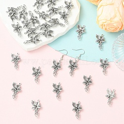 合金コネクタチャーム30個。  花のリンク  プラチナ  23x15x3mm&nbsp;FIND-YW0012-36