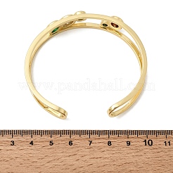 Flat Round Brass Micro Pave Cubic Zirconia Double Layer Cuff Bangles for Women&nbsp;BJEW-K274-16G