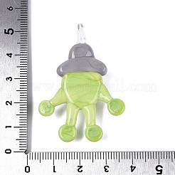 手作りランプワークペンダント  タコチャーム  薄緑  43~47.5x30.5~33.5x9.5~12mm  穴：3.5~4.5mm&nbsp;LAMP-N034-21C