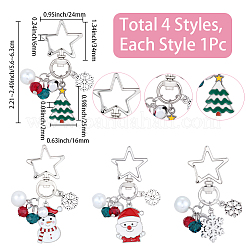 4Pcs 4 Styles Christmas Theme Alloy Enamel & Glass Pendant Decorations&nbsp;HJEW-SC0002-76
