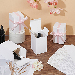 エッセンシャルオイルギフト用のクラフト紙梱包箱  長方形  ホワイト  5x5x8cm&nbsp;LS-CON-WH0107-59B-03