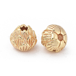 真鍮製スペーサービーズ  ニッケルフリー  18KGP本金メッキ  花  6x5mm  穴：1.5mm&nbsp;X-KK-Q735-121G