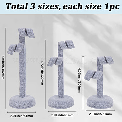 1セット3サイズの木型木製ベルベットジュエリーディスプレイスタンドセット  ライトグレー  5.1x10.4~15.2cm  3個/セット&nbsp;EDIS-SC0001-11B