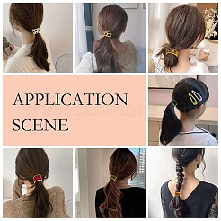 合金ポニーテール袖口ゴム弾性ヘアタイ  エナメル  ハート柄  女の子のヘアアクセサリー  ゴールドカラー  ショッキングピンク  33.5x22mm  内径：29mm  ロープ：3.5mm&nbsp;OHAR-P018-A03