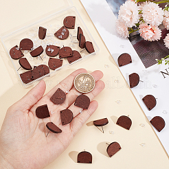 30Pcs Half Round Wood Stud Earring Findings&nbsp;WOOD-UN0001-04