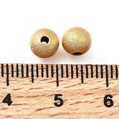 真鍮ビーズ  長持ちメッキ  つや消しラウンド  ニッケルフリー  18KGP本金メッキ  6x5.5mm  穴：1.6mm&nbsp;KK-B147-01D-G