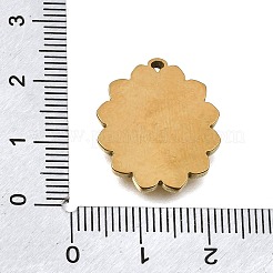 304ステンレスペンダント  チューリップのチャームが付いた楕円形  ゴールドカラー  22x18.5x2.5mm  穴：1.1mm&nbsp;SA-CBAF4B0-02G-01