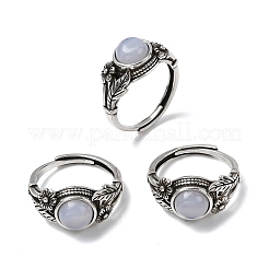 Natural Blue Lace Agate Finger Rings&nbsp;RJEW-A084-05AS-10