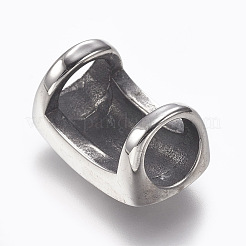 304ステンレススチールスライドチャーム  花の長方形  アンティークシルバー  13x22x12mm  穴：8mm&nbsp;STAS-I097-068AS