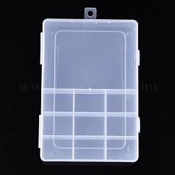 ポリプロピレン（pp）ビーズ収納容器  10コンパートメントオーガナイザーボックス  ヒンジ付き蓋付き  長方形  透明  19.5x13x3.5cm  コンパートメント：4.2x3x3.2cmと12.5x9.3x3.2cm&nbsp;CON-S043-012