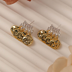 Brass Micro Pave Clear Cubic Zirconia Stud Dangle Earrings for Women&nbsp;WG245F2-01