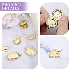 6Pcs 6 Styles Brass Locket Pendants&nbsp;KK-CA0003-72