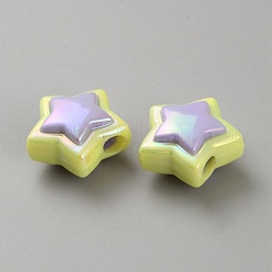 不透明なアクリルビーズ  スター  ライラック  17x17.5x10mm  穴：3mm&nbsp;LS-SACR-CJC0009-B01-02