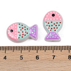プリントガラスビーズ  魚  エナメル  ピンク  20x13x5.5mm  穴：1.4mm&nbsp;X-LAMP-F036-02A