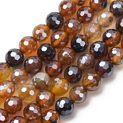 Electroplated Natural Agate Beads Strands&nbsp;G-B191-A07-6mm-13