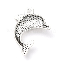 合金のチベット風チャーム  イルカ  アンティークシルバー  26x23.5x3mm  穴：2.5mm  約243個/500g&nbsp;PALLOY-P293-082AS