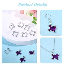 中空304ステンレススチールペンダント10個  テキサスマップチャーム  ステンレス鋼色  19x18.5x1.2mm  穴：1.5mm&nbsp;STAS-CO0001-03