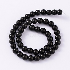 染め加工天然石ホワイトジェイドラウンドビーズ連売り  ブラック  6mm  穴：1mm  約64個/連  15.4インチ&nbsp;G-O113-19-6mm