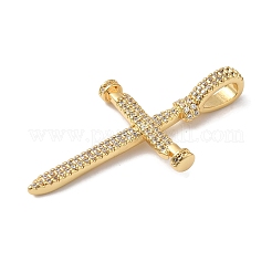 Rack Plating Brass Micro Pave Clear Cubic Zirconia Pendants&nbsp;KK-B092-05G