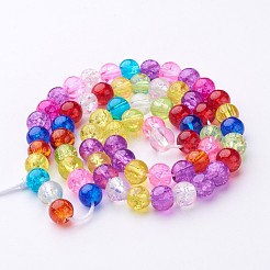 クラックガラスビーズ連売り  ラウンド  ミックスカラー  6mm  穴：1mm  約66個/連  16インチ&nbsp;GGM002
