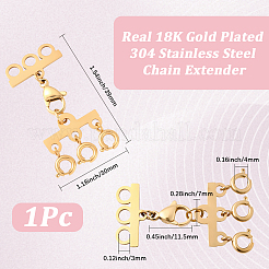 304ステンレススチールチェーンエクステンダー  重ね付け用留め具付き  18KGP本金メッキ  39mm  1 PC&nbsp;STAS-BBC0008-19C