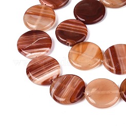 染めの天然な赤瑪瑙ビーズ連売り  フラットラウンド  24~28x4.5~7mm  穴：1.2~1.5mm  約16個/連  16.14~16.73''（41~42.5センチメートル）&nbsp;G-T144-56A-01