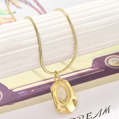 Shell Pearl Polygon Pendant Necklaces&nbsp;NJEW-K255-11G