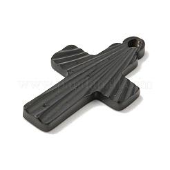 イオンプレーティング（IP）304ステンレスペンダント  クロスチャーム  ブラック  22x13x1.9mm  穴：1.6mm&nbsp;STAS-D025-02B-01
