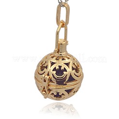 Golden Tone Brass Hollow Round Cage Pendants&nbsp;KK-J216-07G