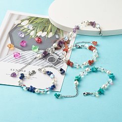 4Pcs Mixed Gemstone Chip Beaded Bracelets Set for Girl Women&nbsp;BJEW-TA00019