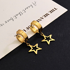 ステンレススチールの中空スターフープピアス  18KGP本金メッキ  30x12.6mm&nbsp;LY6025