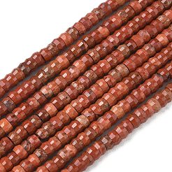 天然石レッドジャスパービーズ連売り  ファセットロンデル  4x2.5mm  穴：0.9mm  約151~155個/連  14.57''~14.96''（37~38センチメートル）&nbsp;G-A299-A23-01