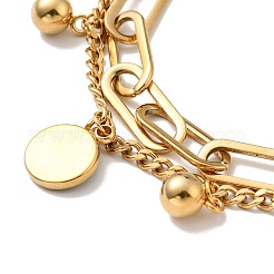 Resin Yin Yang and Round Ball Charm Multi-strand Bracelets&nbsp;BJEW-G639-31G