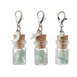 21Pcs 7 Styles Chakra Natural & Synthetic Gemstone Chips inside Glass Wishing Bottle Pendant Decoration&nbsp;HJEW-JM03306