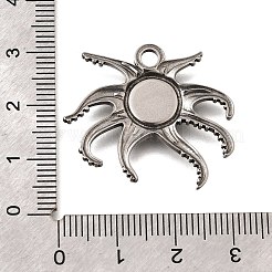 304ステンレススチールペンダントカボションセッティング  タコ  ステンレス鋼色  トレイ：8.5mm  27.5x30.5x2.5mm  穴：3mm&nbsp;STAS-H477-03C-P