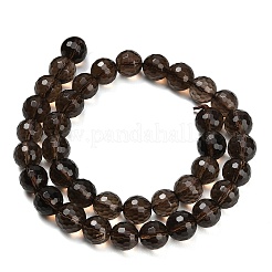 天然石スモーキークォーツビーズ連売り  多面カット  ラウンド  10mm  穴：1mm  約38~39個/連  15.16''（38.5センチメートル）&nbsp;G-C280-B09-10mm