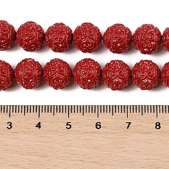 合成サンゴ彫刻ビーズ連売り  染め  ラウンド  ファイヤーブリック  10mm  穴：1.2mm  約35個/連  14.02''（35.6センチメートル）&nbsp;CORA-U003-05A