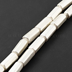 電気めっきシェルパールビーズ連売り  洗練された  六角柱  ホワイト  15x7.5x6.5mm  穴：0.8mm  約27個/連  15.94インチ（40.5cm）&nbsp;BSHE-G027-08A