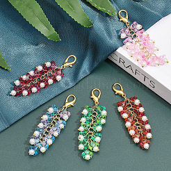 10Pcs 5 Colors Trumpet Flower Glass Pendant Decorations&nbsp;HJEW-CA0001-45