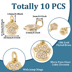 Brass Micro Pave Clear Cubic Zirconia Charms&nbsp;X1-RJEW-T063-38G-NF