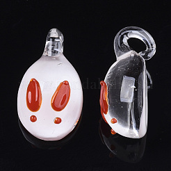 手作りランプワークペンダント  兎  ミックスカラー  20~22.5x11~12.5x7.5~9mm  穴：1.5~3mm&nbsp;LAMP-N021-002