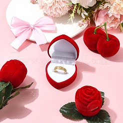 1Pc Valentine's Day Cherry Shaped Velvet Ring Gift Boxes&nbsp;VBOX-YW0001-01