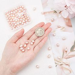 天然養殖淡水パールビーズ連売り  オーバル  ロージーブラウン  7~13x7~8mm  穴：0.8mm  100個/箱&nbsp;PEAR-FH0001-01